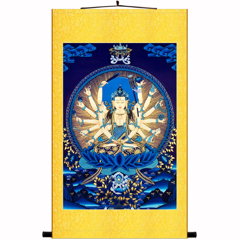 庙提菩萨准胝观音菩萨挂画 准提佛母佛画像卷轴画堂佛 寺准装饰画