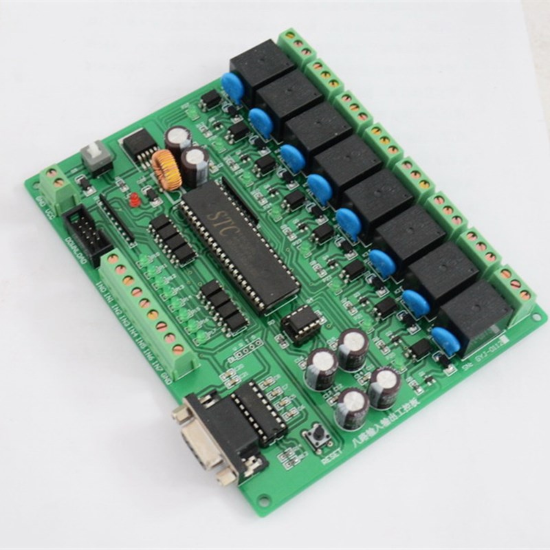 8路输入输出继电器控制板/ST国89C52可编程开发控制产/C板仿PLC