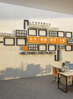 企业文化照片墙面贴纸团队员工风采形象展示办公司室装饰励志标语