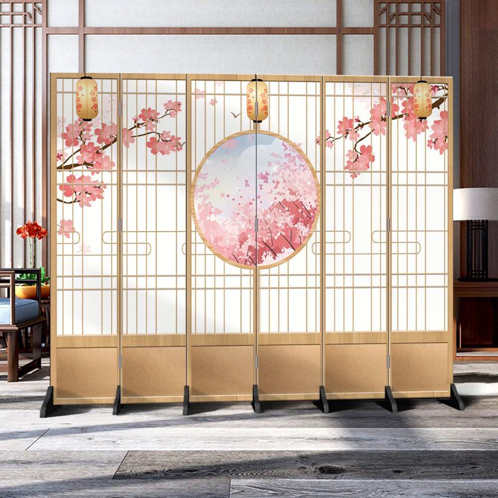 日式仿格子墙客厅卧室现代简约时尚折屏折叠双面办公主播背景装饰