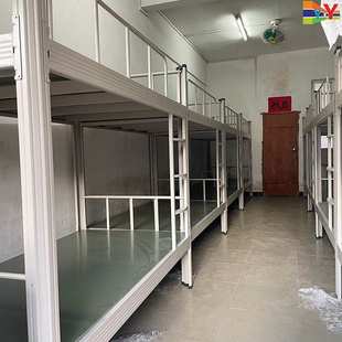 上下铺架铁床上床下空高架床学校宿舍高低钢架床钢制上下铺型材床