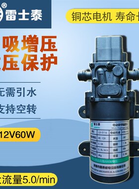 雷士泰电动隔膜泵自吸压力泵增压泵小型洗车水泵直流12v60w抽水泵