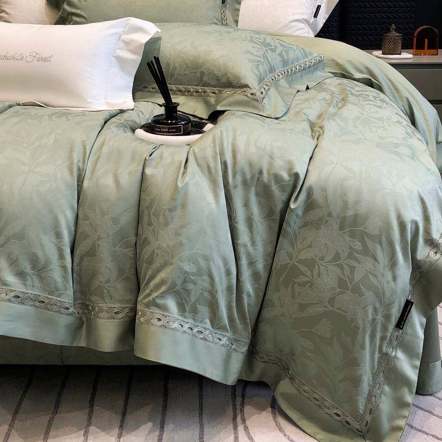 天丝棉提花四件套春夏床上用品被套床单高档轻奢别墅乔迁礼4件套