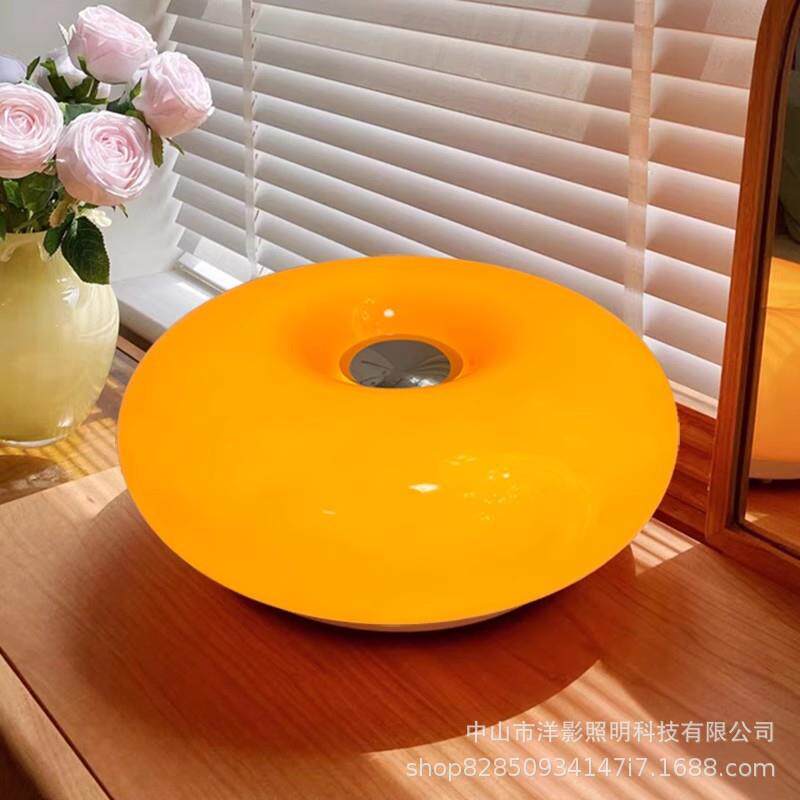 中古ins高级感玻璃甜甜圈台灯卧室床头LED触摸调光多功能两用壁灯