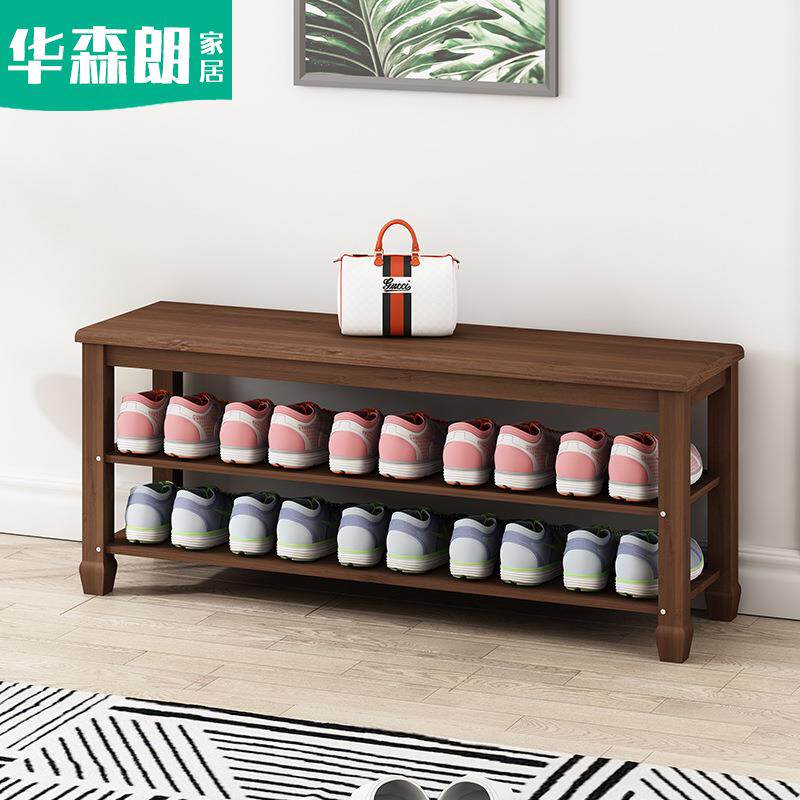 门口鞋架简约现代门厅仿古多层实木多功能储物柜可坐换鞋凳鞋柜