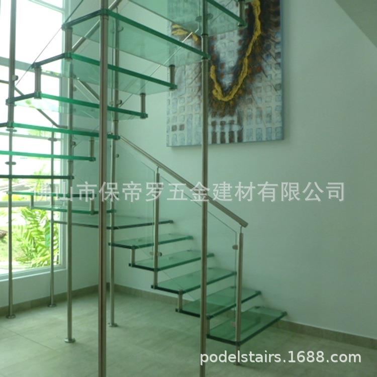室内楼梯玻璃护栏扶手家用双梁栏杆玻璃