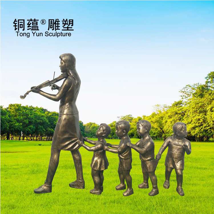 玻璃钢音乐人雕塑拉小提琴铜雕塑景观小品雕塑定制仿铜音乐人雕塑