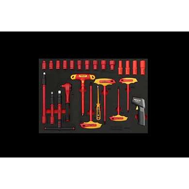 25件10mm绝缘套筒及T型扳手工具托组套