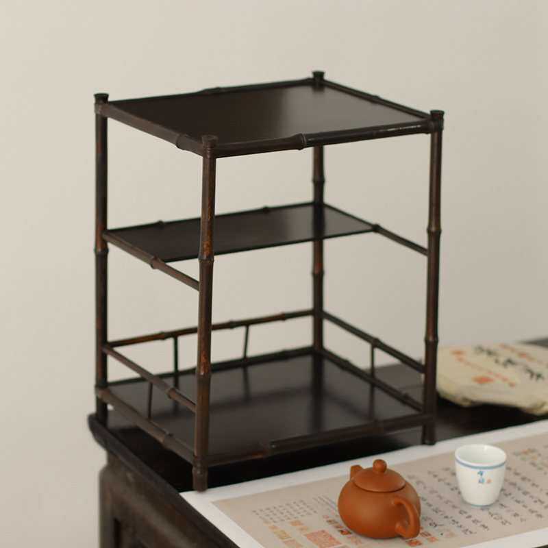 竹制 仿古 茶器展示架 老紫竹茶棚 博古架 茶具收纳 茶家具