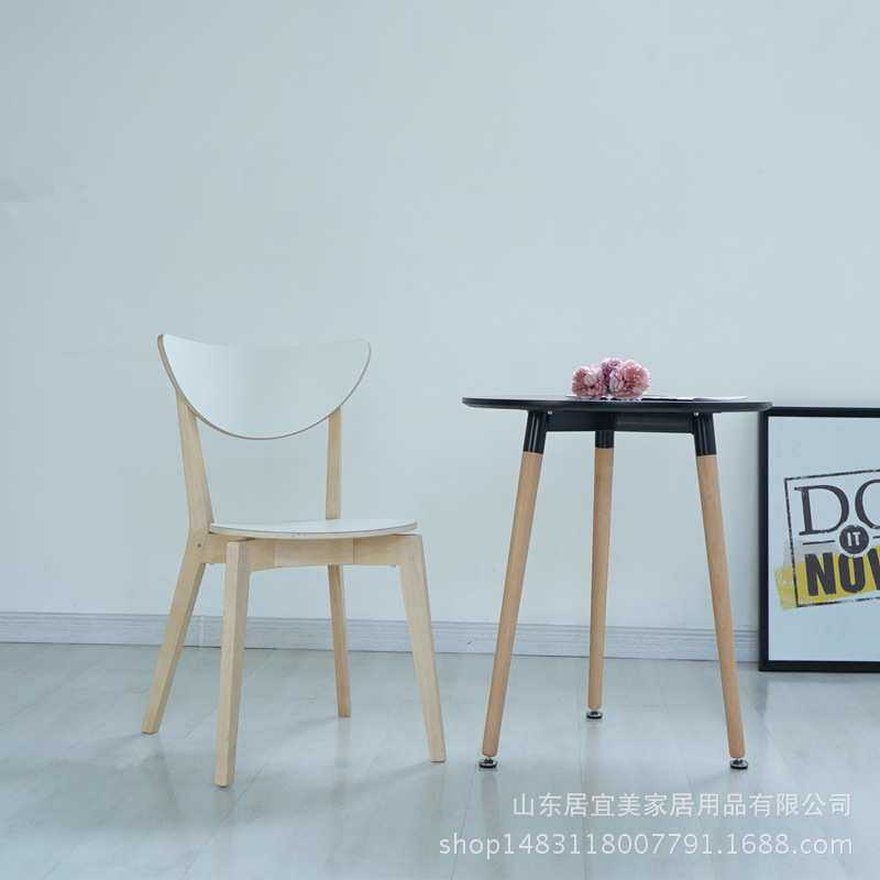 简约客厅阳台小圆桌咖啡厅甜点店靠窗圆桌榉木茶几家具实木茶几