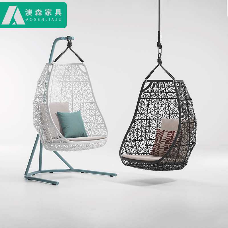 户外秋千庭院组合露天花园别墅阳台吊篮单人家用吊椅藤编吊篮藤椅