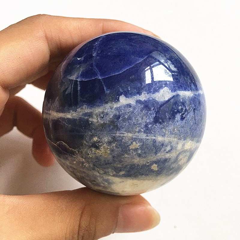 天然蓝纹石球水晶原石打磨方纳石球摆件家居办公水晶工艺品