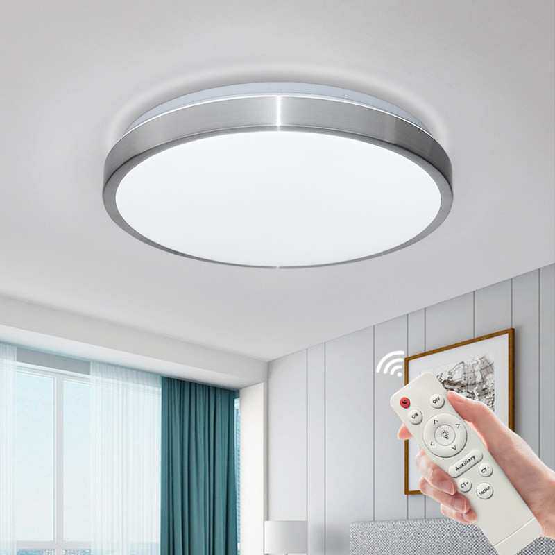 led吸顶灯圆形现代简约三色变光无极带遥控器房间阳台卧室灯具