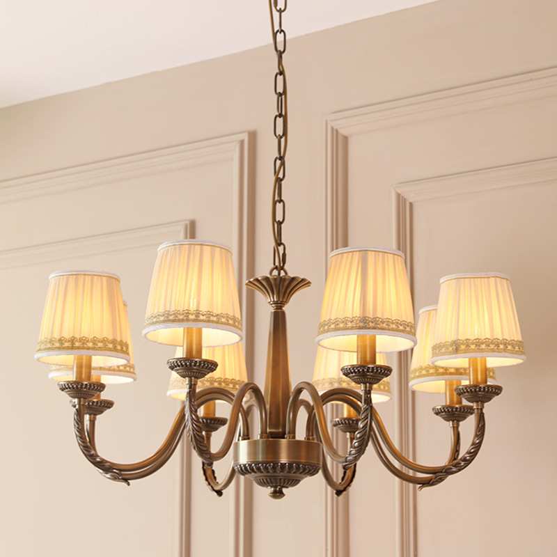 古铜美式客厅吊灯全铜灯复古法式餐厅灯卧室吊灯温馨浪漫