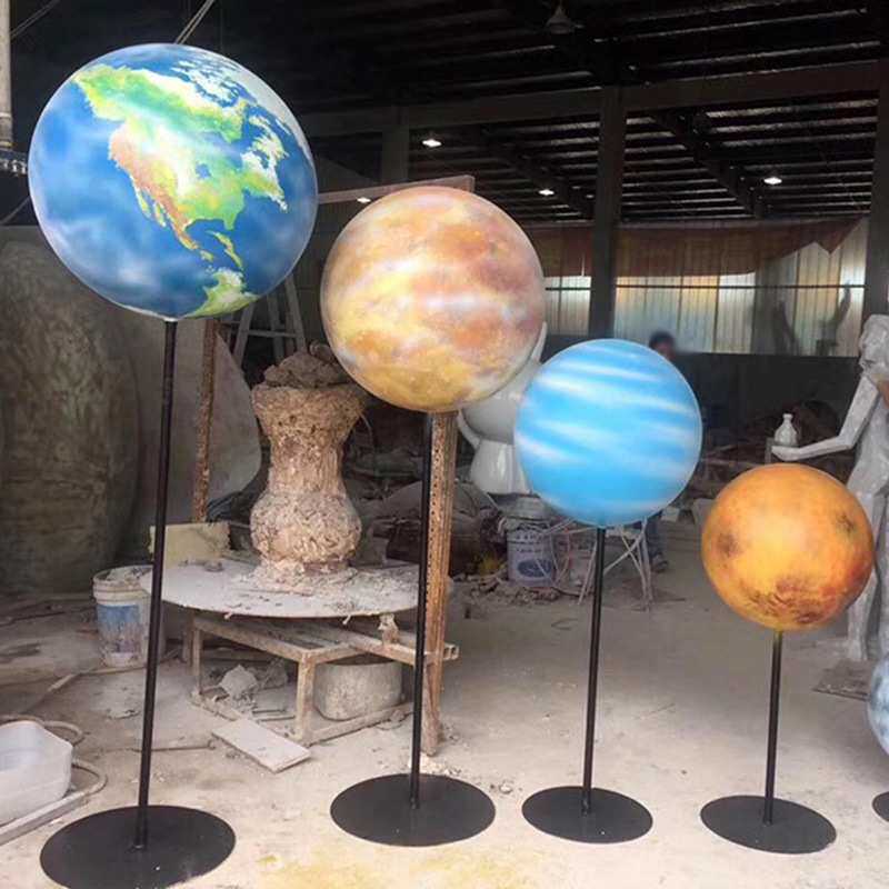 仿真玻璃钢星球雕塑户外玻璃纤维地球模型圆形美陈彩绘圆球摆件