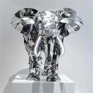 定制不锈钢雕塑大象模型室内摆件酒店售楼处广场景观户外立体