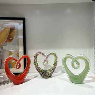 现代轻奢艺术手工爱心琉璃摆件客厅餐桌样板间民俗创意高级感装饰