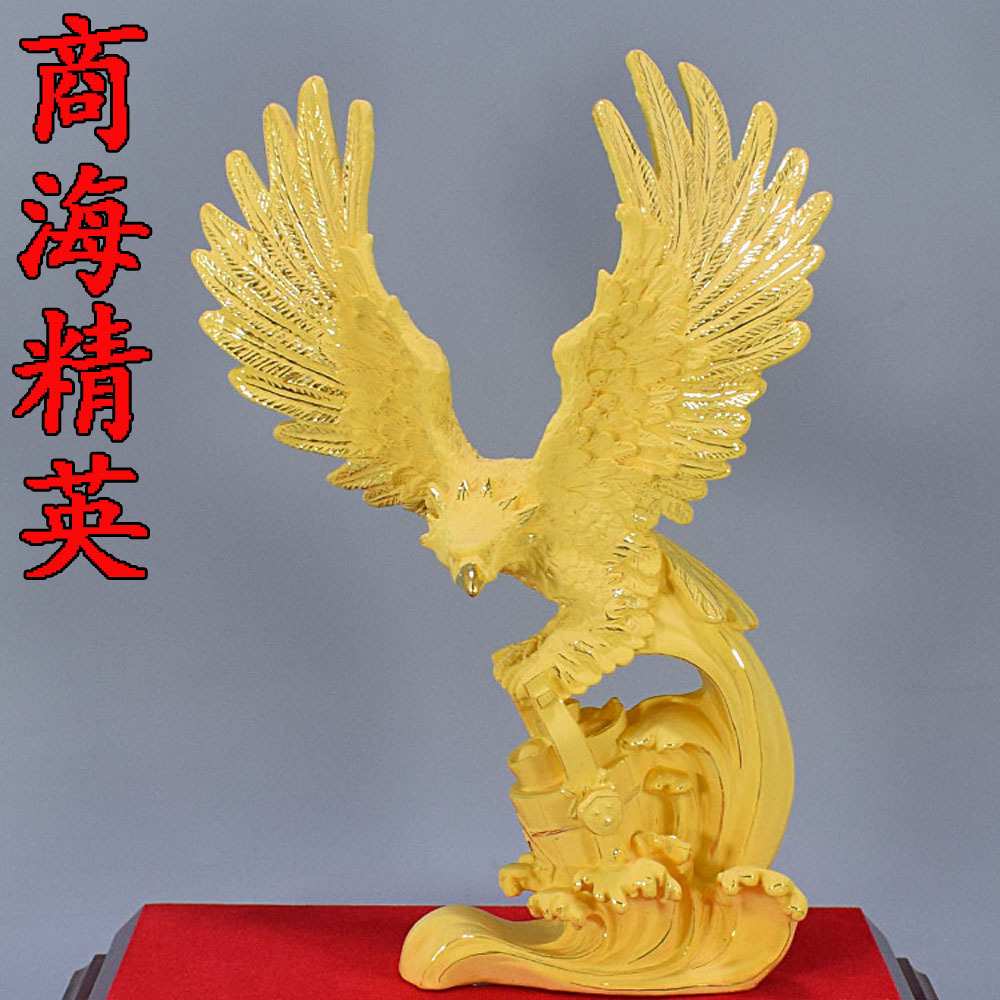 厂家生产 绒沙金老鹰黄金创意商务乔迁开业礼品送领导家居摆件