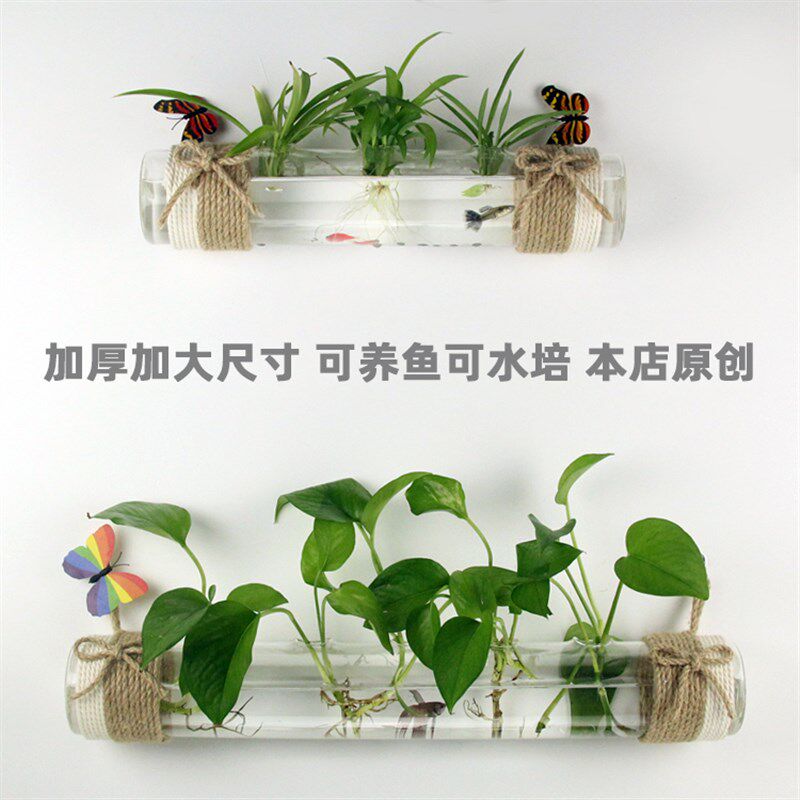 壁挂麻绳瓶小鱼缸水培玻璃饰幼瓶儿园客厅室内房间墙面装花挂件