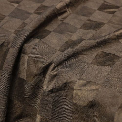 天然柞蚕丝提花菱形格莲蓬植物染真丝布料新中式服装面料