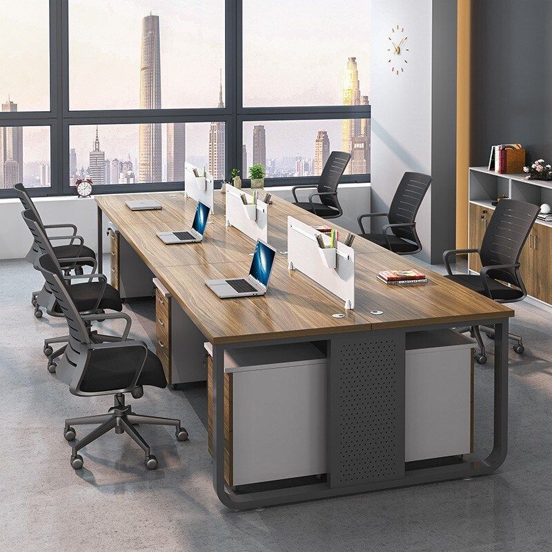 钢架办公桌椅组合4四六人6职员工位电脑桌简约办公室卡座桌子