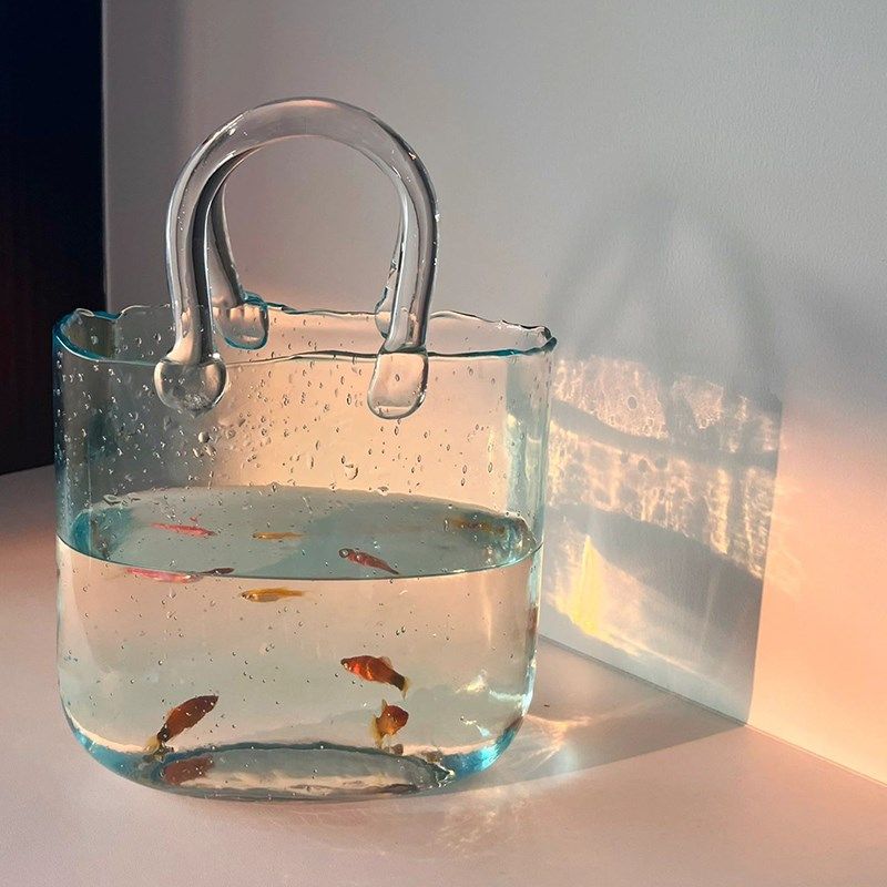 鱼缸小型摆件好看的办公室手提包式家用金鱼水族箱创意桌面玻璃缸,宠物/宠物食品及用品,桌面缸,淘宝优惠券,粉丝福利购,淘宝优惠卷