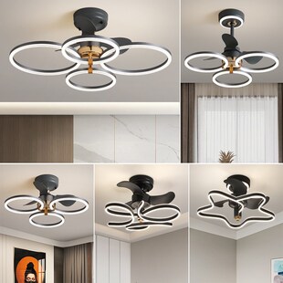 客厅灯风扇灯简约大气大厅主灯带风电风扇一体家用智能吊扇灯