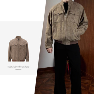 【CSMY】Oclin威尔士亲王千鸟格哈灵顿羊毛夹克短宽立体剪裁外套