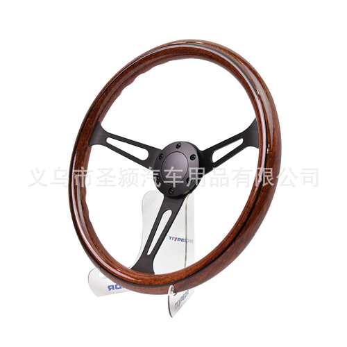 汽车改装方向盘380MM 热销桃木色赛车竞技通用复古条孔老爷车方向