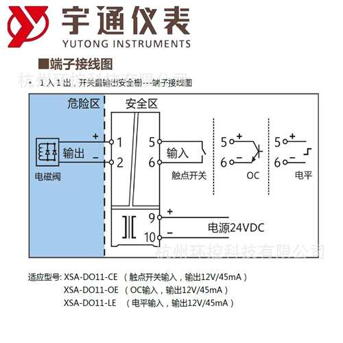 宇通XSA-DO11-CE-V1开关量输出安全栅1入1出 输出45mA/12V或指定