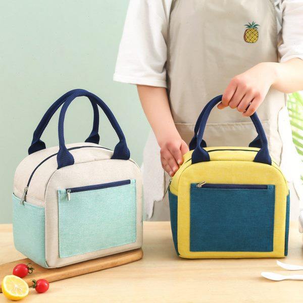 阳离子便当包保温袋防水拼色保温包学生餐包带饭包便当袋饭盒包,收纳整理,便当包,淘宝优惠券,粉丝福利购,淘宝优惠卷