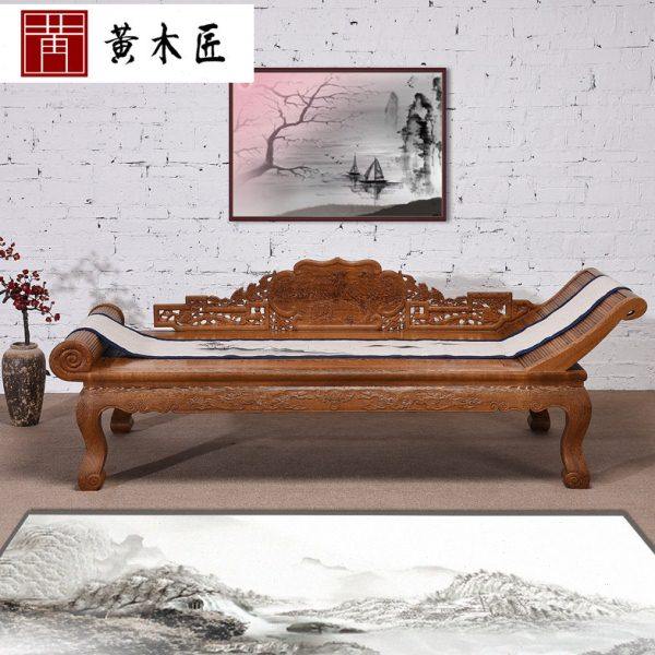 红木家具鸡翅木贵妃椅美人榻床榻休闲睡塌现代简约实木罗汉床躺椅,住宅家具,贵妃椅,淘宝优惠券,粉丝福利购,淘宝优惠卷