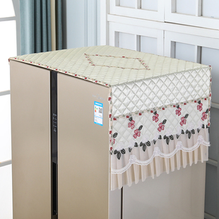 新款中式冰箱盖布大双对开单开门防尘罩套子洗衣机布艺蕾丝帘蒙巾