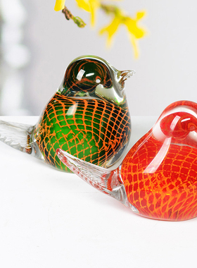 琉璃小鸟摆件北欧酒柜书桌办公室玻璃工艺品礼物