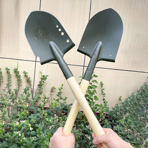 205锰钢小尖铲子户外车载钓鱼挖野菜工兵铲家用挖土种菜小铁锹