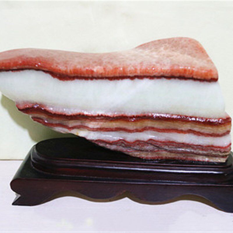 天然猪肉石彩霞石原石奇石艺术式头摆品观赏石精件中石客厅装饰