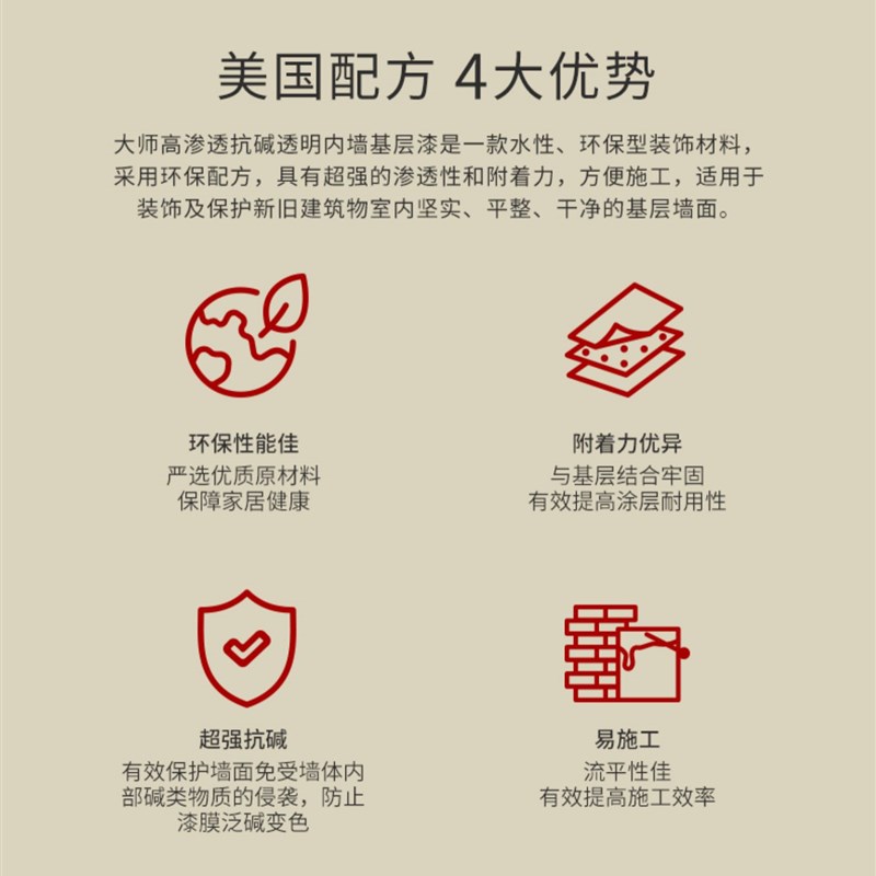 抗碱高渗透型封闭底漆防潮防霉乳胶漆墙面界面剂内墙基膜