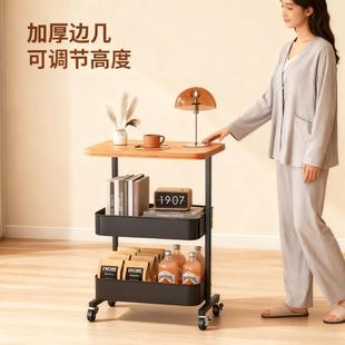 小推车置物架复古风落地带轮可静音移动多层零食架沙发茶几置物架