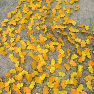 仿真叶黄色假树叶子假花藤条缠绕水管道装饰塑料花绿植物藤蔓