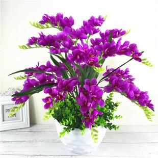 仿真叉兰客厅家居假花绢花装饰花仿真兰蕙兰花插花套装