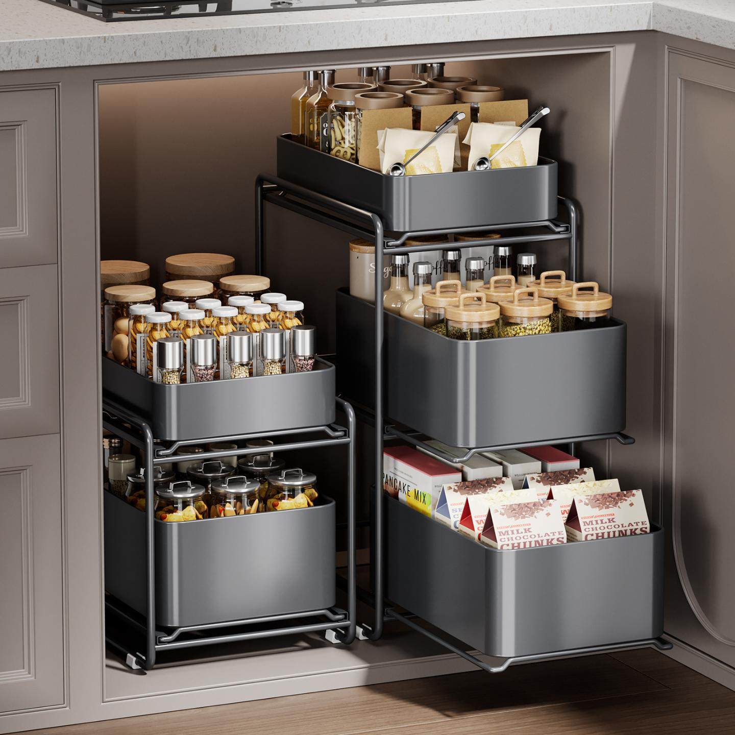 厨房下水槽置物架调料碗碟抽拉式水池多功能收纳架橱柜拉篮分层架,厨房/烹饪用具,水槽置物架,淘宝优惠券,粉丝福利购,淘宝优惠卷