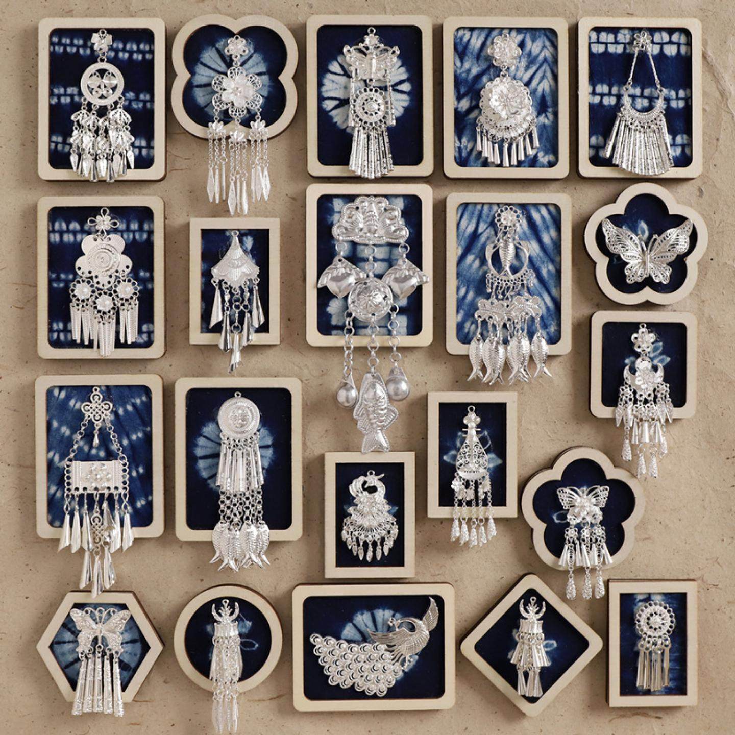 手工非遗扎染蜡染苗银文创冰箱贴千户苗寨贵州云南苗族特色纪念品