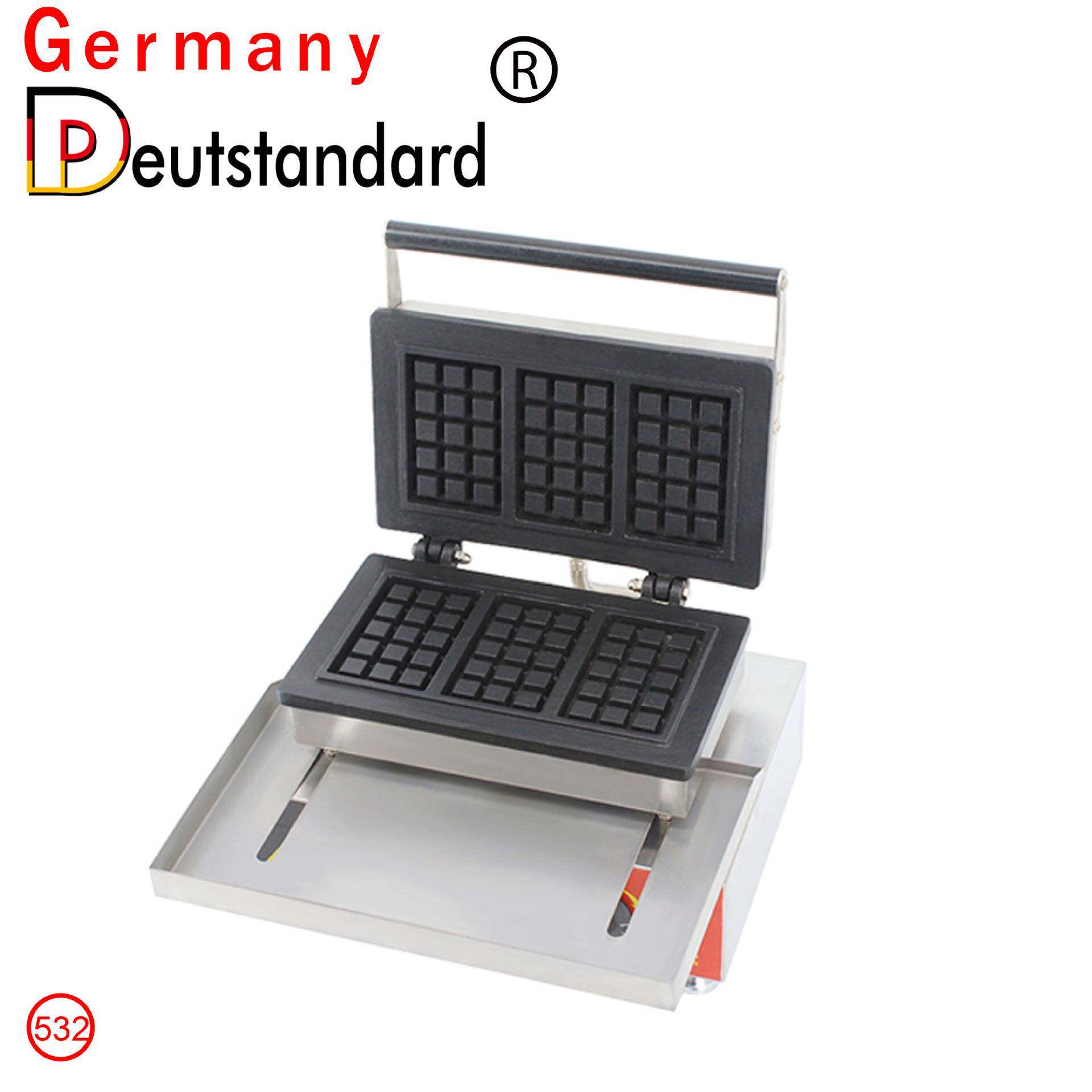 商用家用不锈钢机身烤饼机电热三片方形华夫饼华夫炉早餐华夫饼机