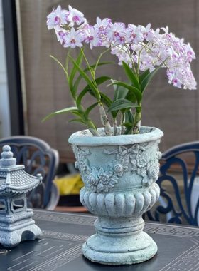 欧式罗马浮雕高脚复古多肉绿植花盆花器阳台户外花园庭院装饰摆件