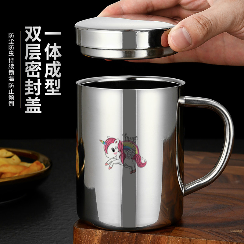 儿童316不锈钢水杯可爱牛奶杯双层隔热幼儿园口杯带盖子卡通学饮