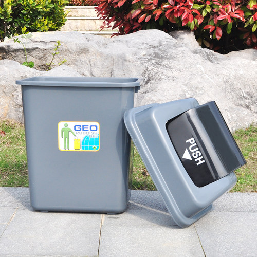 兰诗户外大号工业加厚家用塑料摇盖垃圾桶酒店物业办公室内垃圾桶