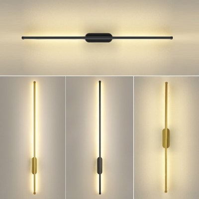 极简长条壁灯简约客厅背景墙灯卧室床头灯木格栅楼梯过道壁灯