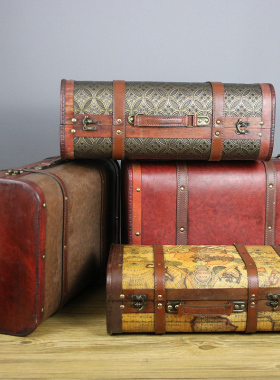 复古风怀旧箱子摆件老式手提箱民国老物件皮箱摄影道具美式装饰品