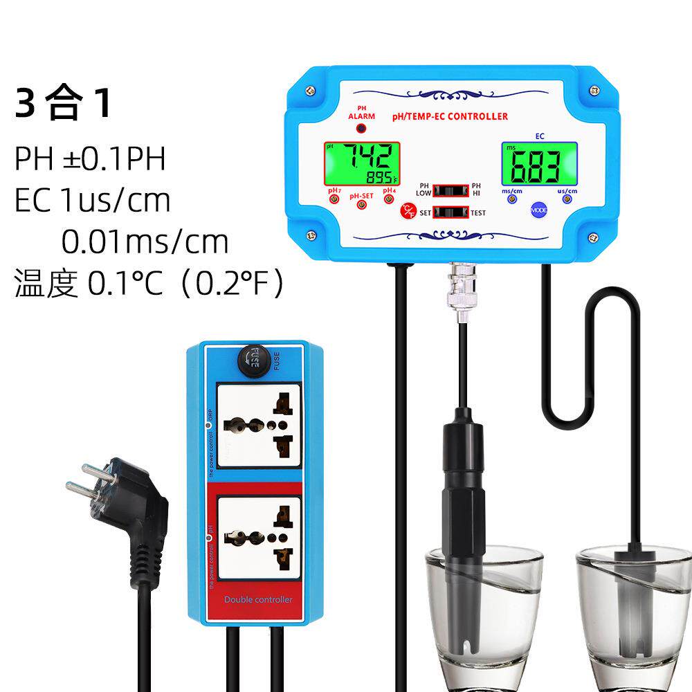 EC-2823水质检测3合1pH.EC.TEMP仪表BNC型探头水质测试仪水质分析