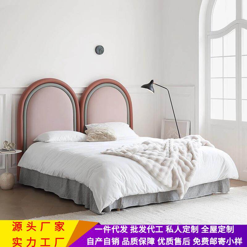 法式复古风贝伊床大户型家用大床设计师卧室民宿现代布艺双人床